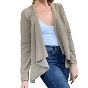 Karen Kane Tan Suede Waterfall Open Blazer S